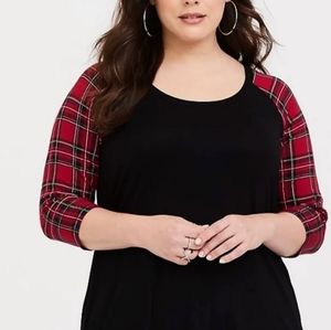 Torrid Super Soft Tartan-plaid Sleeved Hi-Lo T Size 4